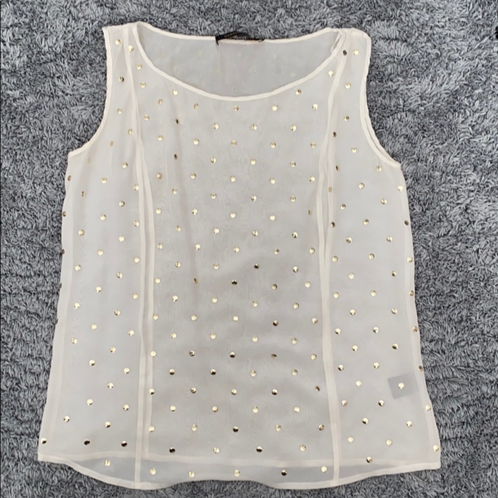 Cynthia Steffe Sheer Tank w Gold Detail